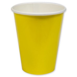 Стакан желтый бумажный 1сл 350(430)мл d=90мм для горячего (50шт) Лига Пак